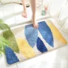 Bath Mats Honlaker Green Leaves Flocking Non-slip Absorbent Microfiber room Rug Home Entrance Door Super Soft Carpet 221123