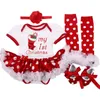 Kläder sätter mina första juldräkter tjej Romper Set Infantil Short Sleeve Jumpsuits Santa Claus kläder Xmas Born Kids Baby Product 221122