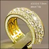 Cluster Rings Gold Diamond Ring Fl Crystal Women Men Wedding Rings Fashion Jewelry Christamas Gift Drop Delivery Dhm8F