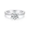 Classic Style 6 Garras anel 1CT Moissanite Silver925 Def Vvs Round Round Brilliant Cut Moissanite