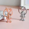 Alloy Rabbit Keychains Cute Key Chains Rings Animal Pendant Car Keyrings Jewelry Accessories Cartoon Rose Gold Black Silver Metal Bag Charms Christmas New Year Gift