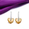 Dangle Earrings COCOM Luxury 925 Sterling Silver Drop With Golden Love Heart Austrian Crystals Ear Jewelry Wedding Anniversary Gift