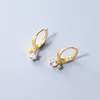 Hoopörhängen Lavifam 925 Sterling Silver Zircons Huggies Ear Buckle For Women Teen Piercing Small Minimalist Jewelry