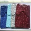 Bath Mats Set of 3 room Soft Non Slip 2PCS Cobblestone room Rug Absorbent Shower Carpets Toilet Lid Cover Floor 221123