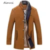 Heren down parkas dimusi winter herfst wollen jassen casual middelste long sjaal kraag katoen met katoen met dikke warme wollen jas mannelijke geulkleding 221123