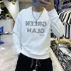 Casual Men's Sweater Hoodie Fashion Winter New Letter Printing Design Sports Long Sleeved Shirt Round Neck Slim Versatile Raglan Pullover Black White M-4XL