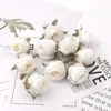 Flores decorativas grinaldas 50pcs 4cm rosa branco broto artificial de seda