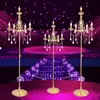 Wedding Decoration Road Guide Vloer Lamp Iron Gold Plated Multi Heads Crystal Stand for Party Stage Celebration Site Layout Props
