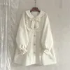 Women's Wool Blends Single-breasted Puff Sleeve Sweet Elegant Woolen Coat Women Jacket Bowknot Lolita Doll collar Outerwear Korean Fashion Clothes 221123