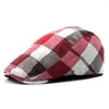 Bérets coton Sboy casquette hommes dames Gatsby rétro chapeau pilote plat printemps décontracté béret Plaid doux femmes