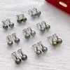 أقراط الظهر 925 Sterling Silver Ladies 9-10mm Pearl Clip Round Tahitian Black Pearls Guid Party Gifts for Women