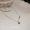 Tour de cou Douyin le même Style or véritable plaqué Zircon amour serrure clé collier clavicule chaîne Design collier