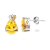 Stud Earrings 6.2ct Genuine 925 Sterling Silver Wedding Engagement Jewelry Triangle Citrine Brincos Fashion For Women