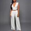 Jumpsuits voor dames rompers zakelijk formeel jumpsuit werk dragen vrouwen elegante lange diepe diep v nek wrap jumpsuit massief riem shirt elastische taille jumpsuit brede been 221123