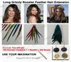 Długie 10 13 cali grizzly rooster Feather Hair Extensions Pióra GRF3029078558