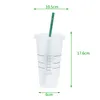 Mugs Fashion Design Black White 710ml Coffee Straw Cup With Lid Reusable Portable Plastic Tumbler Drink Milk Mug For Young People 221122