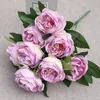 10 Head Burgundy Roses Bunch Artificial Flowers Western Rose Wedding Decoration 11 Color Peony Fake Flower Simulation Flower