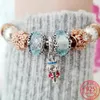 The New Popular 925 Sterling Silver Winter Series Snowflake Charm Blue Glass Beads Snowball Angel Pendant Bracelet Women's Jewelry Christmas Gift2881151