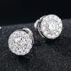 Stud 925 Sterling Silver Real Stone Round Earrings for Women Men Fashion Jewelry Pass Diamond Test Iceoutbox 221119