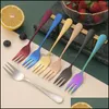 Forks Stainless Steel Forks Home Kitchen Dining Flatware Gold Dessert Fruit Fork Cutlery Set For Party Event Drop Delivery Garden Bar Dhgy4