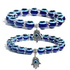 Beaded Evil Eye Beaded Strand Bracelet Hand Of Fatima Turkish Lucky Blue Eyes Stretch Beads Bracelets 8Mm/10Mm Bead Jewelry Drop Del Dhmul