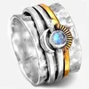 Kluster ringar kreativ design guldf￤rg sol silver m￥ne inlaid lysande sten ring glamour mode kvinnor engagemang party smycken