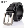 Belts HIDUP Brand Name Designer Cowhide Leather Cow Skin Real Black Pin Buckle Metal Belt For Men Clothing NWJ614