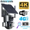 4K Dual Lens IP cameras Two Way Audio Floodlight 4X 10X Zoom Battery Powered Human Tracking 8MP Wifi 4G y5 Solar PTZ Camera