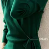 Women's Knits Tees Spring Autumn Long-sleeved Knitted Cardigan Fashion V-neck Wrap Top Temperament Lace-up Sweater Women Elegant Bottoming Shirt 221123