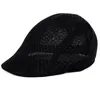 Berets Men Men Mesh Cap Flat Pure Color Pured Aglollowed Hossors Hats Summer Sunds Hats