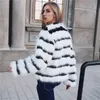 Women's Fur Faux products winter imitation fur coat large size ladies loose round neck short mixed color 221123