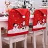 Noel Süslemeleri Noel Noel Baba Dokunmayan Yemek Masası Kırmızı Şapka Sandalye Geri Ev Yeni Yıl için Noelleri Kapsar