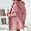 Kvinnors stickor Tees Long Hooded Cardigan Women Solid Color Braid Knit Overcoat Loose Ladies Sweaters Coat Plus 221123