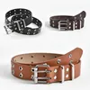 Cinture Punk Hollow Belt PU Leather Simple Fashion Free Size Fibbia ad ardiglione Passacavo Catena elastica in vita morbida