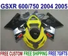 Zestaw owiewki ABS dla Suzuki GSXR 600 GSXR 750 2004 2005 K4 GSXR600750 04 05 Biała czarne żółte motocyklowe Fairings U14J4661671