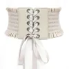 Belts Flexible Girls Broad Waist Belt PU Leather Embellished Metal Button Closure Women Wardrobe Must-have Piece