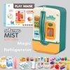 Cucine Gioca Cibo Giocattolo per bambini Frigo Accessori per frigorifero con distributore di ghiaccio Apparecchio per giochi di ruolo per set da cucina Giocattoli regalo 221123