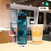 Water Bottles 500ML Sports Multicolor Student Cup to School Handle Portable Outdoor Travel Gym Plastic Drinkware 221122