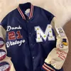 Womens Jackets American style Mletter embroidered coat female Y2K street hiphop trend baseball uniform couple casual loose cardigan 221122