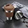 Canecas 400 ml de xícara de café com tampas de silicone mangas antidiscaldas aço inoxidável
