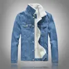 Men's Down Parkas Men Winter Solid Casual Jacket Bomber Denim Fashion Jean Biker Coat Woolen Lined Leisure Plus Size 221123