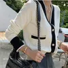 2023 Ladies malha Cardigans su￩teres femininos de manga longa de gola em V moda coreana Moda Slim Tops Cardigans 2022 Inverno de outono