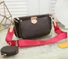 Luxury Fashion Handbag Women äkta läder med bokstäver Multi L -tillbehör Flower Pouch Luxurys Designer Girl Shoulder Handbags 3