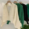 Women's Knits Tees Elegant Chic Bandage Long Sleeve Cardigan Mujer Solid V Neck Open Stitch Brief Women Sweaters JAPAN Knitted Y2k Clothes 221123