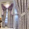 Rideau violet Floral haut de gamme Jacquard européen pour tissu salon chambre écran fenêtre ombrage fini