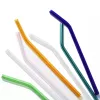 20cm Reusable Eco Borosilicate Glass Drinking Straws Clear Colored Bent Straight Milk Cocktail Straw High temperature resistance FY5439