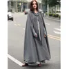 Kvinnor Down Five-Color Hooded Shawl Extended Cloak Coat Tweed Women Solid Sleeve Wool