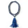 Chains 8mm Tibet Buddhist 108 Blue Prayer Beads Mala Necklace A 09