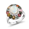 Pierścień Solitaire GZ Zongfa Wysokiej jakości naturalny opal turmalinowy klejnot 925 srebrne niestandardowe pierścionki ślubne Kobiety 221119