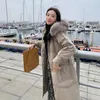 Women's Down Womens Cotton-padded Jacket 2022 Winter Fashion Korean Loose Slim True Fur Collar Big Pocket Thickened Knee-length Coat Women